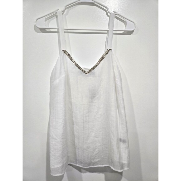 NWT‎ The Limited Women's Sleeveless, Embellished White  Tank Camisole Size Small - Picture 1 of 8